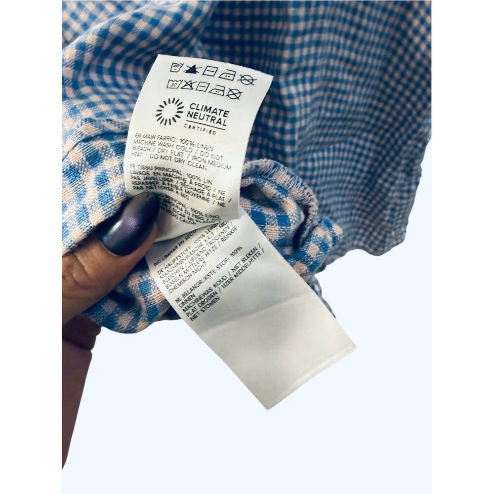 Reformation Aubree Linen Dress in a blue and white gingham print size small - Picture 8 of 11